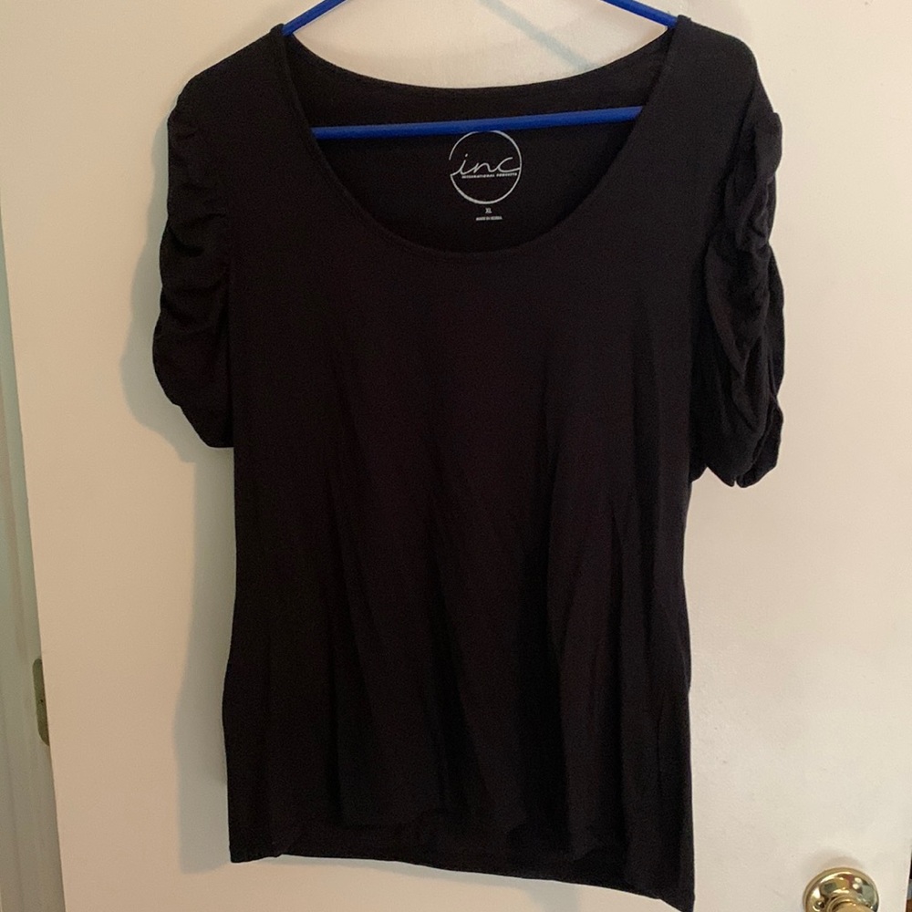 INC Black short sleeve top. Cotton. Size XL
